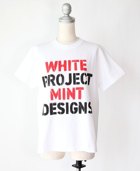 mintdesigns  ߥȥǥ󥺡WHITE PROJECT STENCIL PRINT T-SHIRT