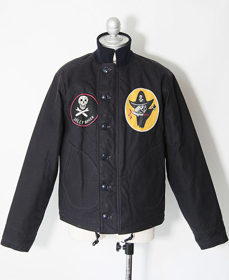 FREEWHEELERS �ե꡼�ۥ����顼�� " KNUCKLE BONES " ON " AAF 90thBG 400thBSQ " CIVILIAN DECK JACKET (DARK NAVY)