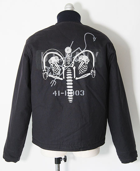 FREEWHEELERS �ե꡼�ۥ����顼�� " KNUCKLE BONES " ON " AAF 90thBG 400thBSQ " CIVILIAN DECK JACKET (DARK NAVY)