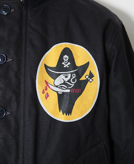 FREEWHEELERS �ե꡼�ۥ����顼�� " KNUCKLE BONES " ON " AAF 90thBG 400thBSQ " CIVILIAN DECK JACKET (DARK NAVY)