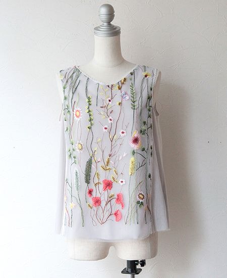 LE ZEPHYR ル・ゼフィール Bon Vieux Temps 刺繍チュールノースリーブ