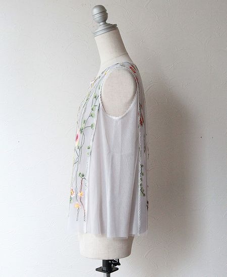 LE ZEPHYR ル・ゼフィール Bon Vieux Temps 刺繍チュールノースリーブ