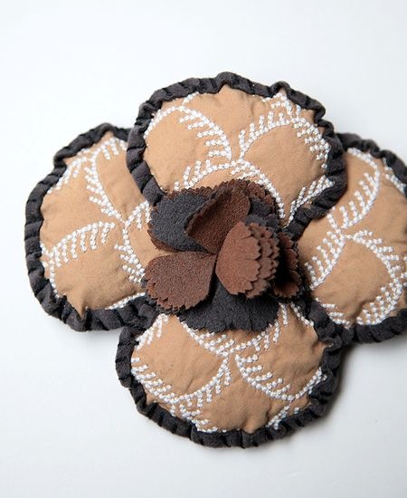 ミナペルホネン正規品　cloud berry ecru ブローチ 50 ミナ ペルホネン リネン刺繍 angel ライトグレー | ふろしき