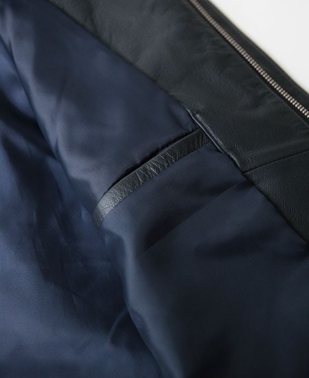 TIMESMARKET ORIGINAL LEATHER RIDERS JACKET (NAVY)