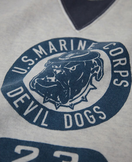 COLIMBO   KEYSTONE SWEAT SHIRT 2-TONE " USMC DEVIL DOGS " (OATMEAL  NAVY)