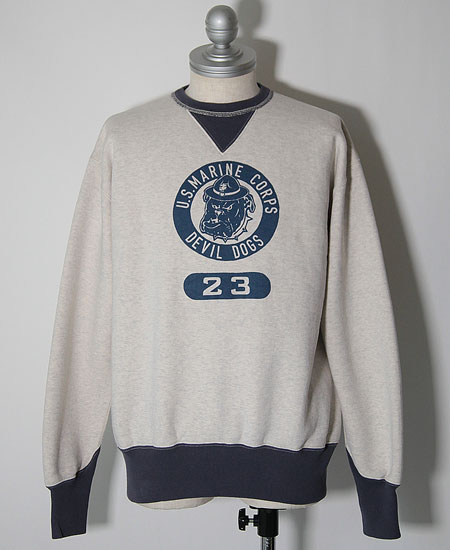 COLIMBO   KEYSTONE SWEAT SHIRT 2-TONE " USMC DEVIL DOGS " (OATMEAL  NAVY)