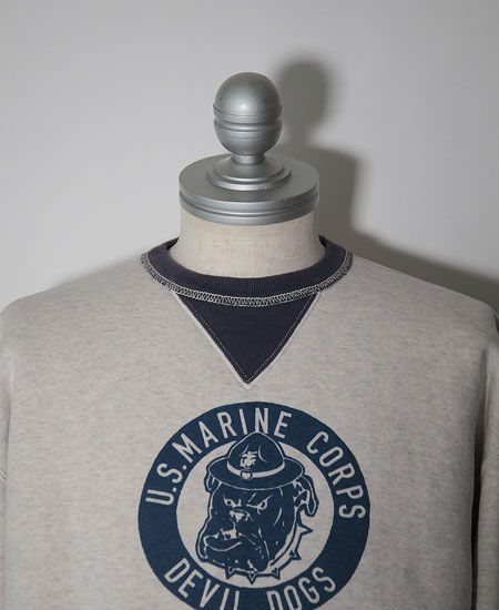 COLIMBO   KEYSTONE SWEAT SHIRT 2-TONE " USMC DEVIL DOGS " (OATMEAL  NAVY)