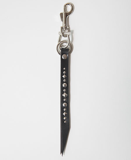 LEATHER STUDS KEY HOLDER - GEOMETRY - (BLACK)