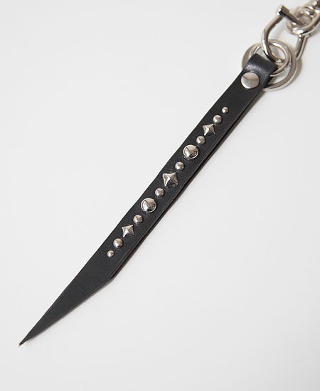 LEATHER STUDS KEY HOLDER - GEOMETRY - (BLACK)