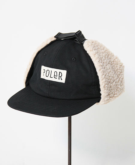 POLER �ݡ��顼 FURRY FONT CANVAS FLAP CAP (BLACK)