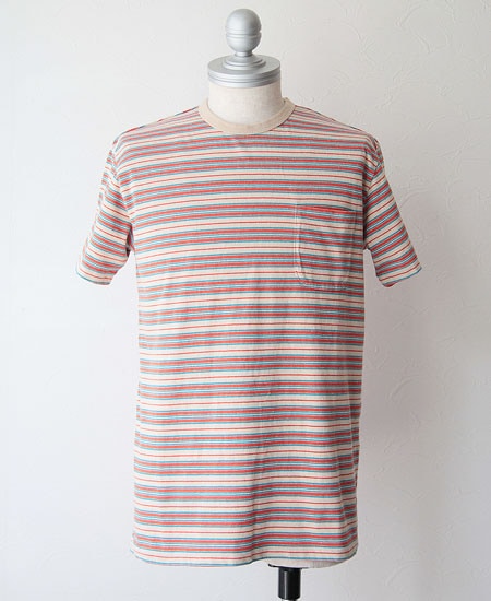 STEVENSON OVERALL CO. ���ƥ����֥󥽥� �����С������� Classic Bordered Pocket T-shirt (Beige)