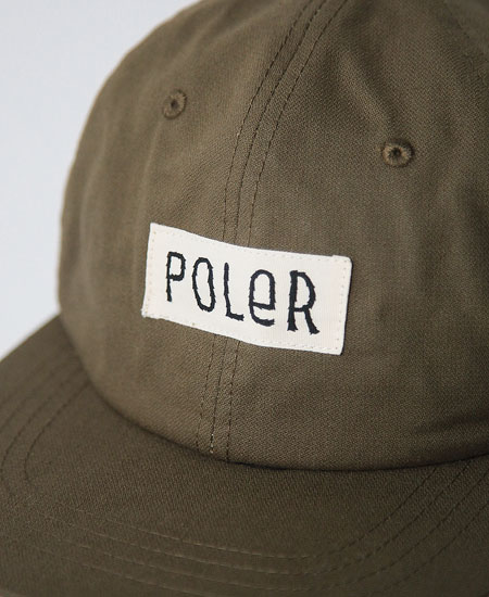 POLER �ݡ��顼 FURRY FONT CANVAS FLAP CAP (OLIVE)
