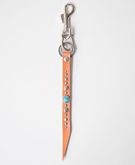 LEATHER STUDS KEY HOLDER SPECIAL - GEOMETRY - (TAN)