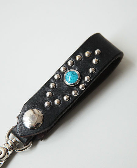 LEATHER STUDS GLOBE STRAP - CATS EYE - (BLACK)