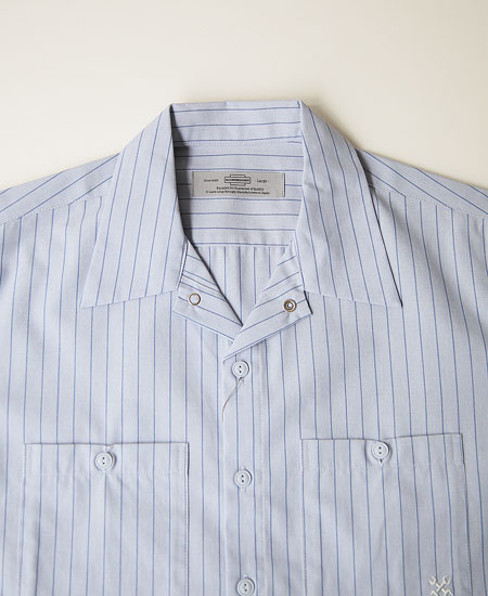 BLUCO �֥륳 STANDARD WORK SHIRT S/S (SAX STRIPE)
