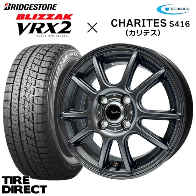 2025ǯ  ֥¥ȥ VRX2 155/65R14 75Q ߥۥ륻å CHARITES S416 144.5J 4ܥå