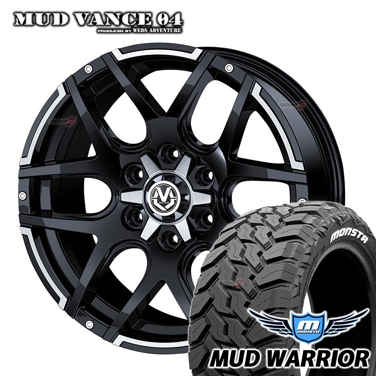 MUD VANCE 04 (�ޥåɥ�����) 17x8.0 6/139.7 +20 �֥�å��ݥ�å��� MONSTA MUD WARRIOR 265/70R17 ���ʥ����������ߥۥ�����4�ܥ��å� 150�ץ�� HILUX �ϥ���å���  MUDVANCE04 ��󥹥� M/T MT �ޥå�