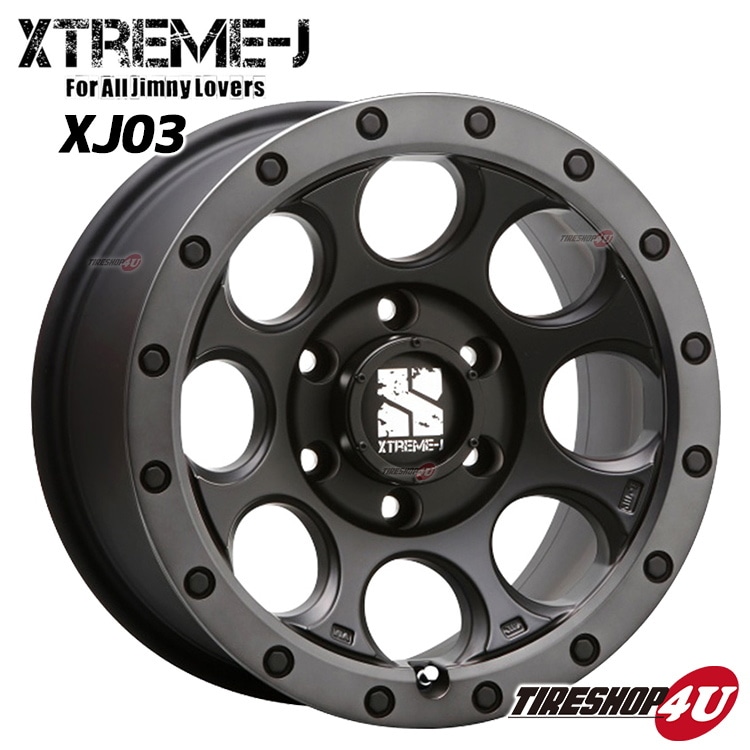 XTREME-J XJ03 17x8.0J 6/139.7 ET20 フラットブラック/スモークフランジ MONSTA TERRAIN GRIPPER  265/70R17 ホワイトレター 新品タイヤ＆アルミホイール4本セット -TIRE SHOP 4U /タイヤショップフォーユー