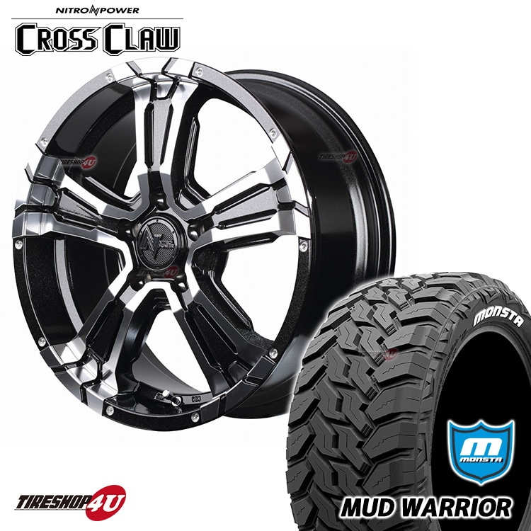 NITRO POWER CROSS CLAW 16x7.0J 5/114.3+40 BMMC MONSTA MUD WARRIOR 215/70R16 ホワイトレター 新品タイヤ＆アルミホイール4本セット 