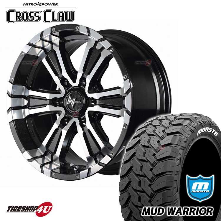 NITRO POWER CROSS CLAW 16x6.5J 6/139.7+38 BMMC MONSTA MUD WARRIOR 215/70R16 ホワイトレター 新品タイヤ＆アルミホイール4本セット 