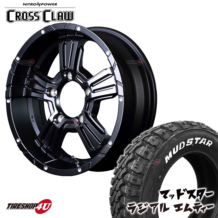 NITRO POWER CROSS CLAW 16x6.0J 5/139.7-5 SGBPD MUDSTAR RADIAL M/T 225/70R16 �ۥ磻�ȥ쥿�� ���ʥ����������ߥۥ�����4�ܥ��å� 