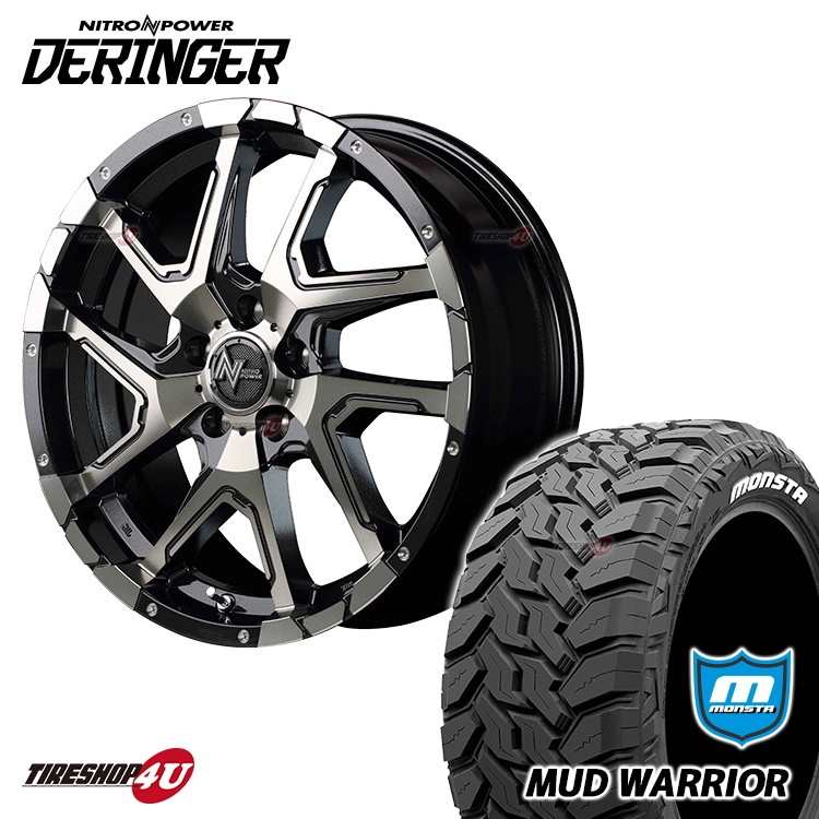 NITRO POWER DERINGER 16x7.0J 5/114.3+40 BKM MONSTA MUD WARRIOR 215/70R16 �ۥ磻�ȥ쥿�� ���ʥ����������ߥۥ�����4�ܥ��å� 