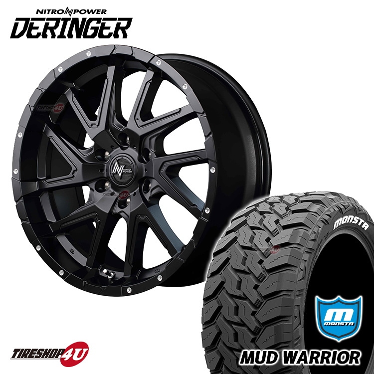 NITRO POWER DERINGER 17x8.0J 6/139.7+20 SGBK MONSTA MUD WARRIOR 265/65R17 �ۥ磻�ȥ쥿�� ���ʥ����������ߥۥ�����4�ܥ��å� 