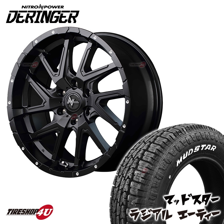 NITRO POWER DERINGER 16x6.5J 6/139.7+38 SGBK MUDSTAR RADIAL A/T 215/65R16 �ۥ磻�ȥ쥿�� ���ʥ����������ߥۥ�����4�ܥ��å� 