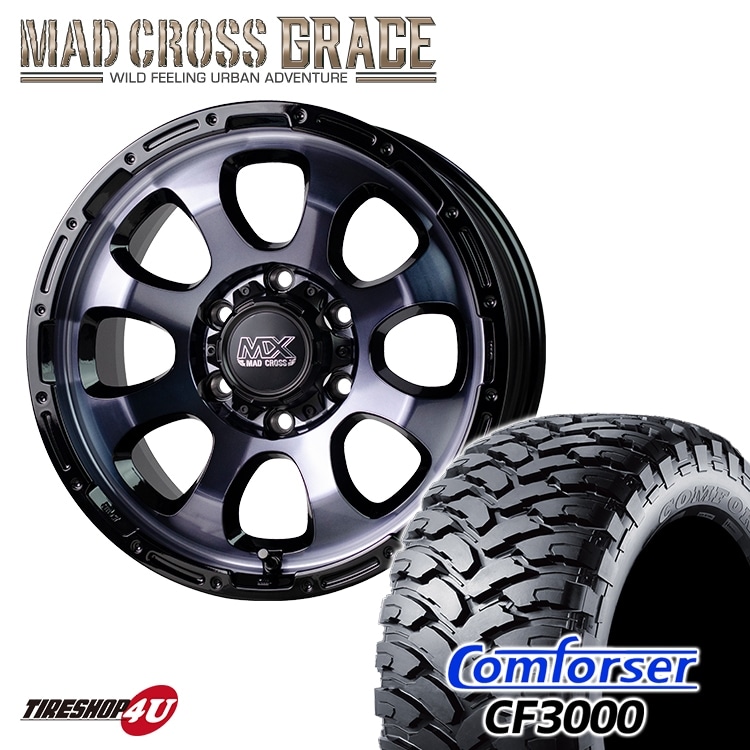 MAD CROSS GRACE 17x8.0J 6/139.7 +20 BKCBK COMFORSER CF3000 265/70R17 121/ 118Q 10PR LT プラド FJクルーザー おすすめオフロード 新品 タイヤ＆アルミホイール4本セット｜タイヤ＆ホイールセット,サマータイヤ ＆ホイールセット,サイズから探す,17インチ,265/70R17 ...