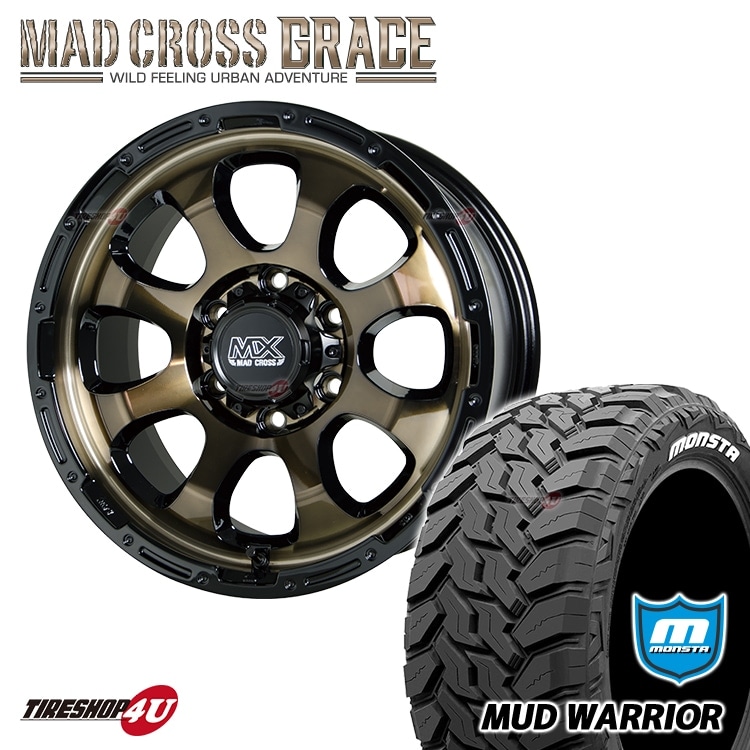 MAD CROSS GRACE 16x6.5J 6/139.7 +48 �֥��� BRC/BK MONSTA MUD WARRIOR 215/70R16 107/105Q LT �����Х� ��󥹥� �ۥ磻�ȥ쥿�� ���� �����������ߥۥ�����4�ܥ��å�