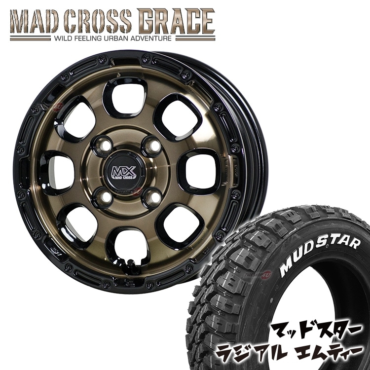 MAD CROSS GRACE 16x6.0J 4/100 +42 �֥��� BRC/BK MUDSTAR RADIAL M/T 175/60R16 �ޥåɥ����� �ۥ磻�ȥ쥿�� ������ ��ꥹ ���� �����������ߥۥ�����4�ܥ��å�