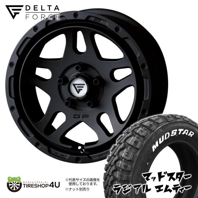 DELTA FORCE OVERLANDER 16x7.0 5/114.3 +35 MB マットブラック MUDSTAR RADIAL M/T 205/60R16 96T XL ホワイトレター 新品 タイヤ＆ホイール 4本セット