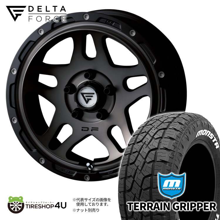 DELTA FORCE OVERLANDER 16x7.0 5/114.3 +35 MSP マットスモークポリッシュ MONSTA TERRAIN GRIPPER 215/70R16 107/105Q LT ホワイトレター 新品 タイヤ＆ホイール 4本セット