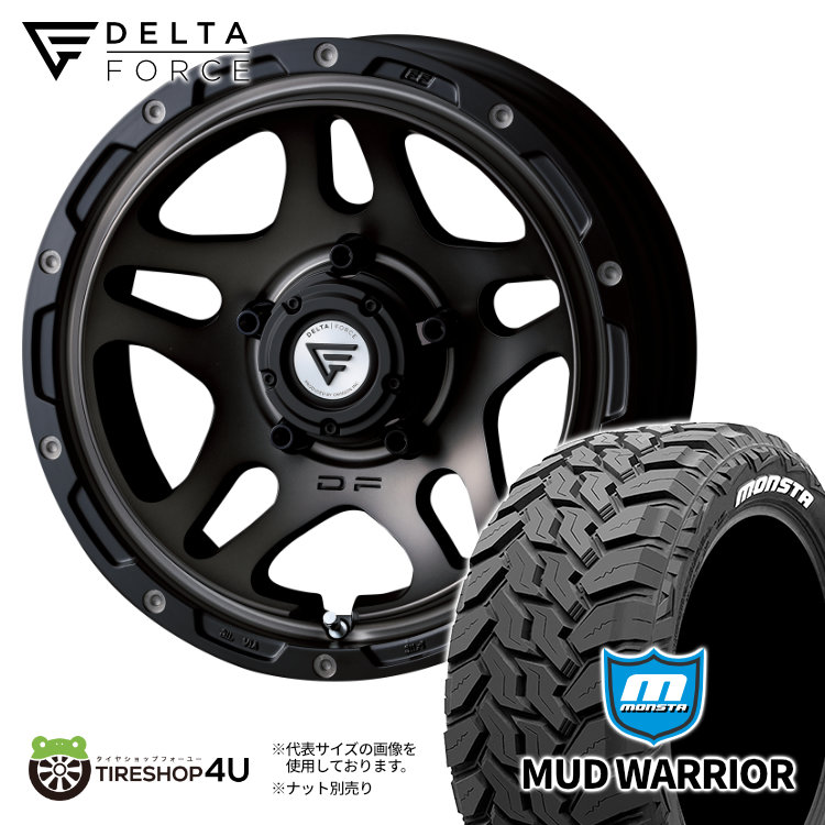 DELTA FORCE OVERLANDER 16x6.0 5/139.7 -5 MSP マットスモークポリッシュ MONSTA MUD WARRIOR 215/70R16 107/105Q 8PR LT ホワイトレター 新品 タイヤ＆ホイール 4本セット