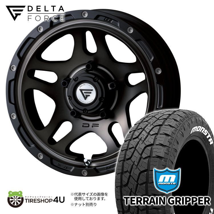 DELTA FORCE OVERLANDER 16x6.0 5/139.7 -5 MSP マットスモークポリッシュ MONSTA TERRAIN GRIPPER 215/70R16 107/105Q LT ホワイトレター 新品 タイヤ＆ホイール 4本セット