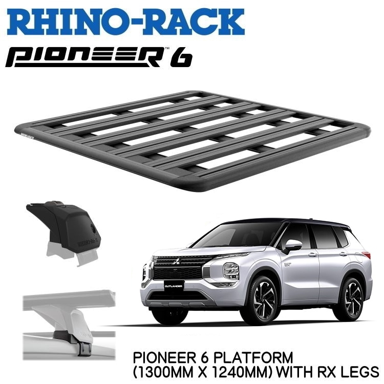 RHINO-RACK ライノラック PIONEER 6 PLATFORM (1300mm x 1240mm) WITH RX LEGS ミツビシ アウトランダー GN0W トライトン KB9T 取り付けキット JC-02139