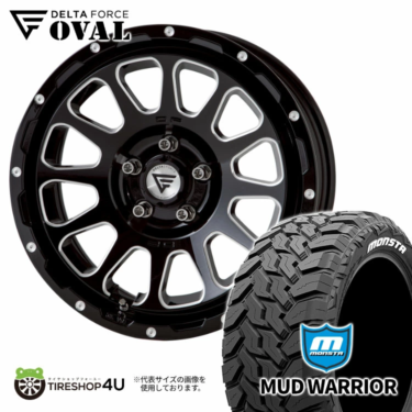 DELTA FORCE OVAL 16x7.0 5/114.3 +35 BSM ブラックマシニング MONSTA MUD WARRIOR 235/70R16 104/101Q LT ホワイトレター 新品 タイヤ＆ホイール 4本セット