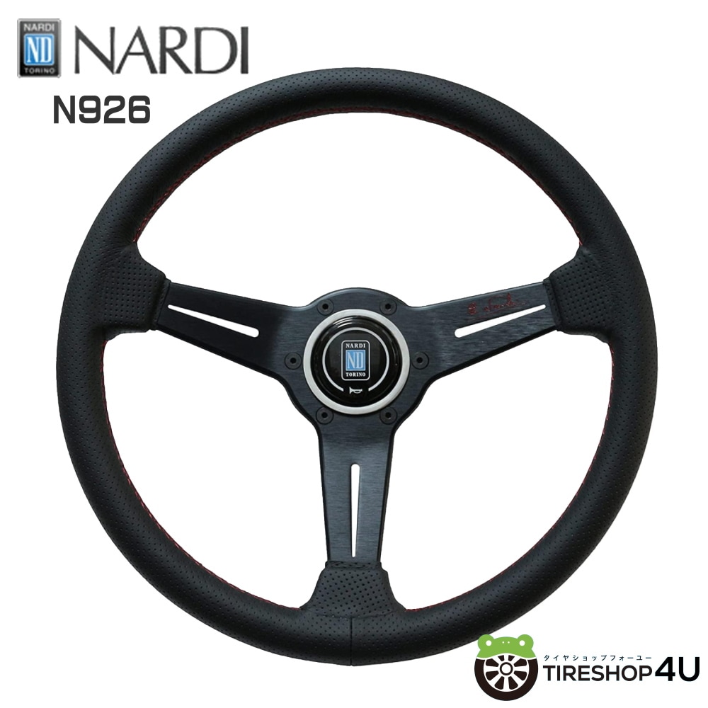 【2026年限定モデル】 【正規品】 NARDI ナルディ ND SPORTS タイプ A 34 BLK パンチングレザー & ブラック スポーク レッドステッチ / レッド E.Nardi ロゴ【N926】