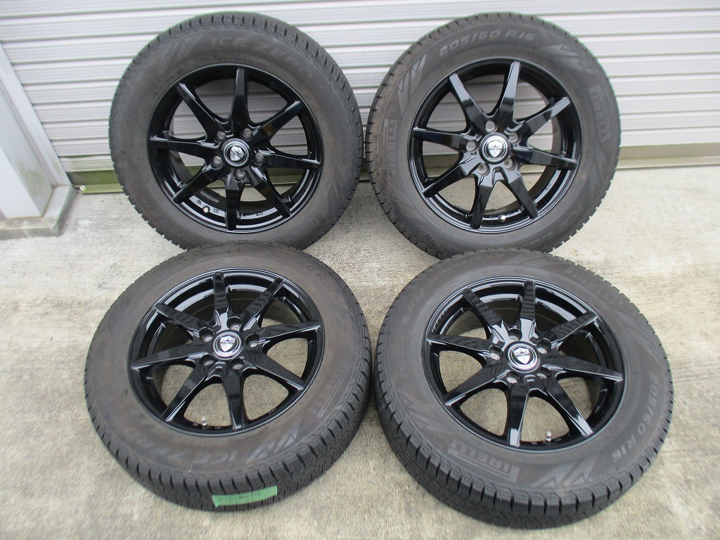 ★☆205/60R16 96H ピレリASIMMETRICO スタッドレスタイヤ ホイールセット 6.5J +48 114.3 5H 送料込 20801☆★インボイス領収書発行可能