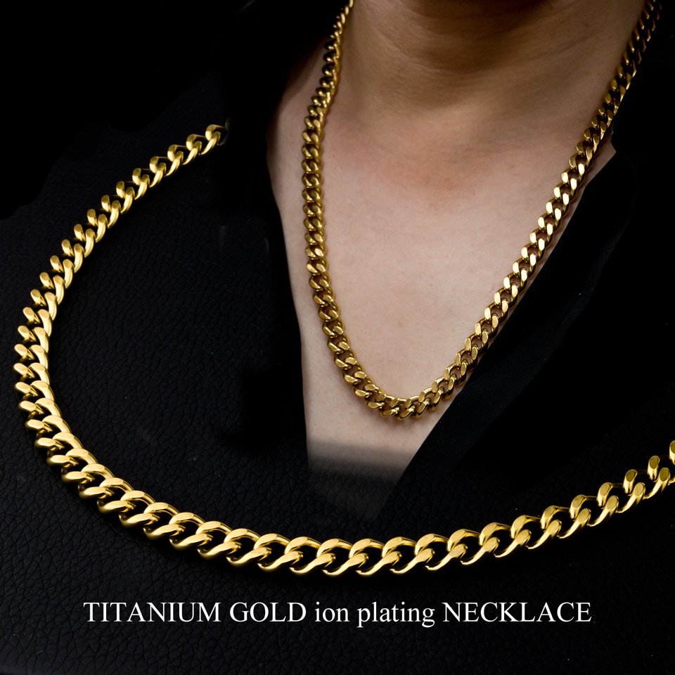 即納可）チタン ネックレス ダブル喜平 6面カット 50cm 4.5mm