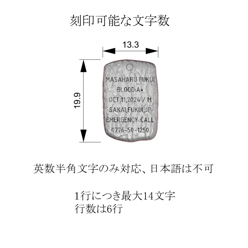 純 チタン ドッグタグ ペンダントメンズ IDタグ Pave 石畳テクスチャ