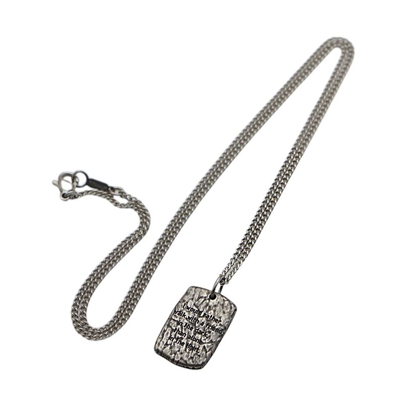 純 チタン ドッグタグ ペンダントメンズ IDタグ Pave 石畳テクスチャ