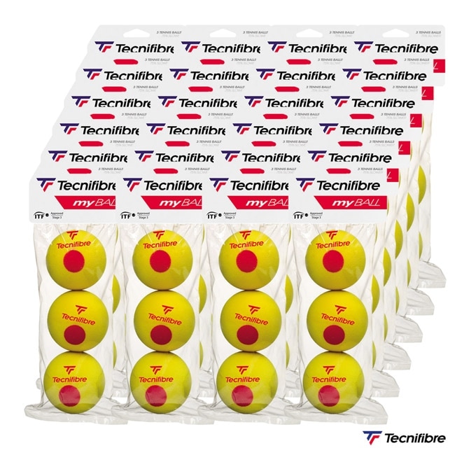 テクニファイバー Tecnifibre テニスボール MY BALL sponge（スポンジ） 3球入 1箱（24パック/72球） 63BALMOUSS