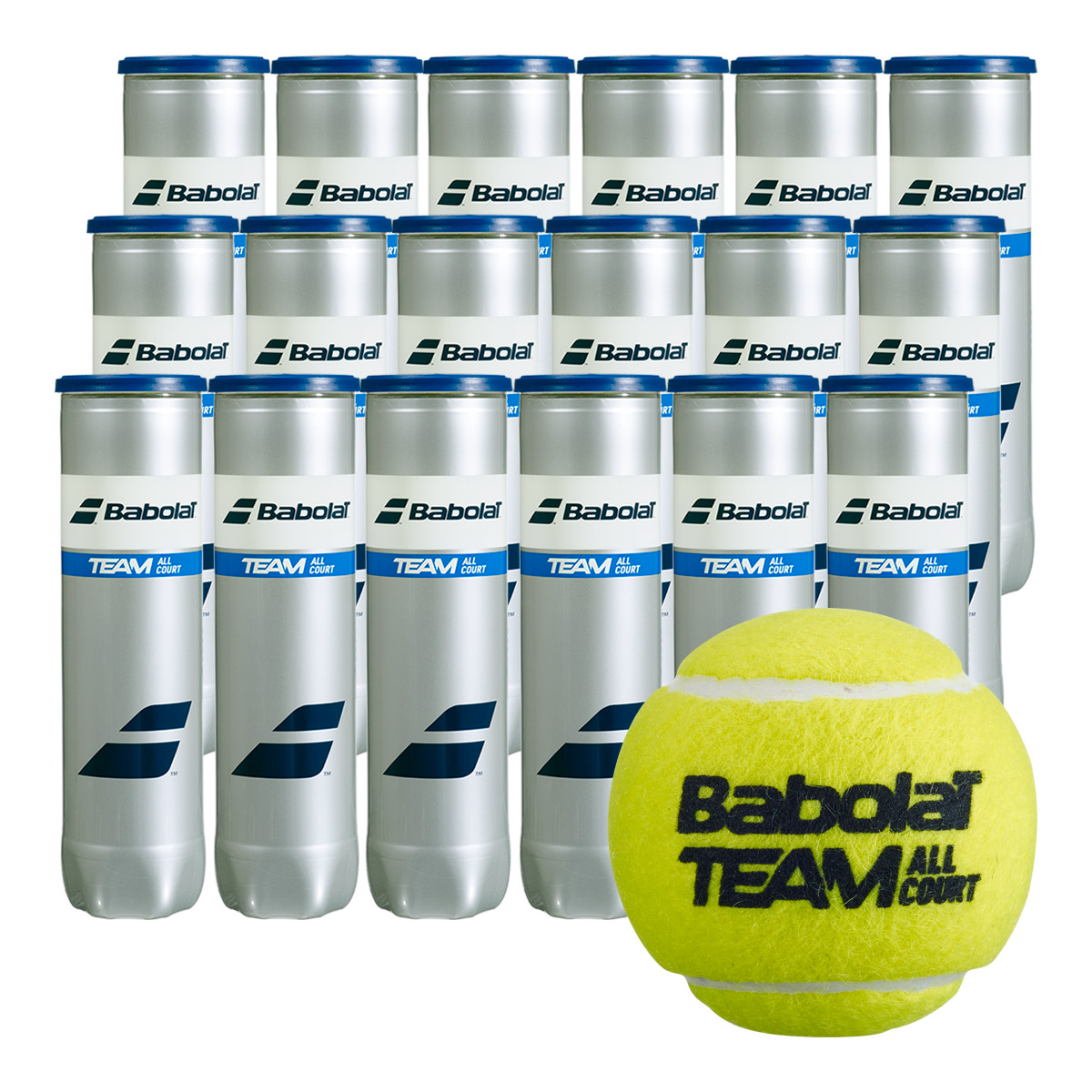 バボラ BabolaT テニスボール TEAM ALL COURT（チーム オールコート） 4球入 1箱（18缶/72球） 502081