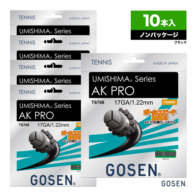ゴーセン GOSEN ボックスガット ウミシマ AKプロ 17 （UMISHIMA AK PRO 17） 122 ブラック 単張り（10本入） TS708BK