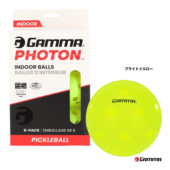 ガンマ GAMMA ピックルボール フォトン インドアボール 6球 PHOTON INDOOR BALL 6P 1E805860