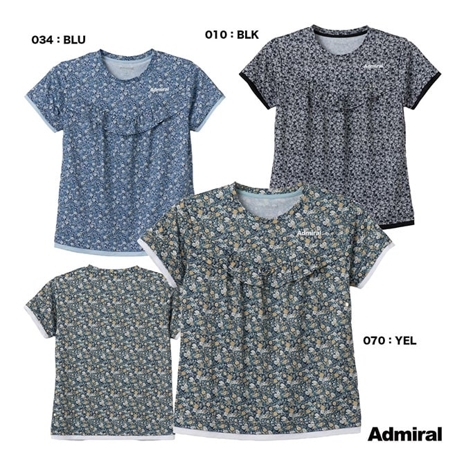 アドミラル Admiral テニスウェア レディス フラワープリントギャザーTEE ATLA618