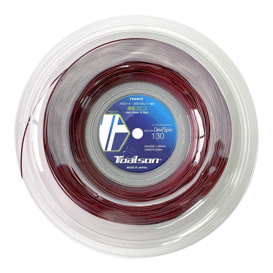 トアルソン TOALSON テニスガット ロール レンコン デビルスピン（RENCON DEVILSPIN） 130 レッド 7353014R