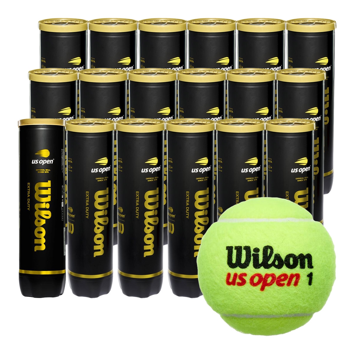 ウイルソン Wilson テニスボール US OPEN EXTRA DUTY（USオープン エクストラデューティー） 1箱（18缶/72球） WRT116200