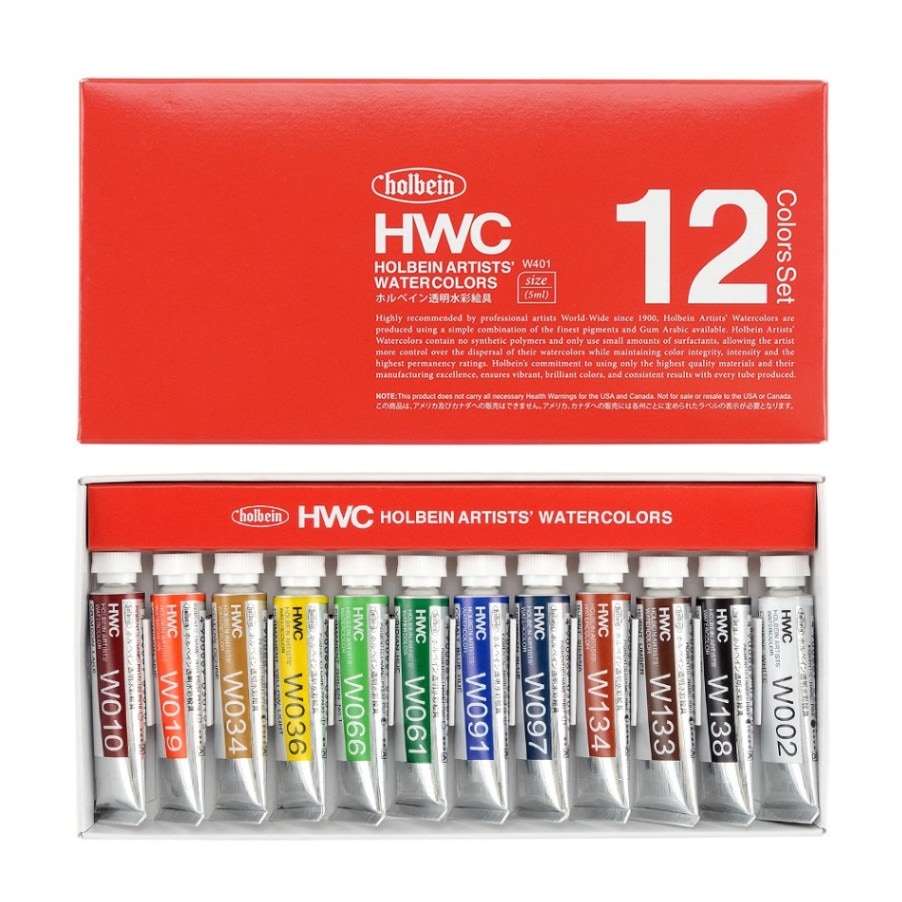 ホルベイン 透明水彩絵具 5ml W401 12色セット